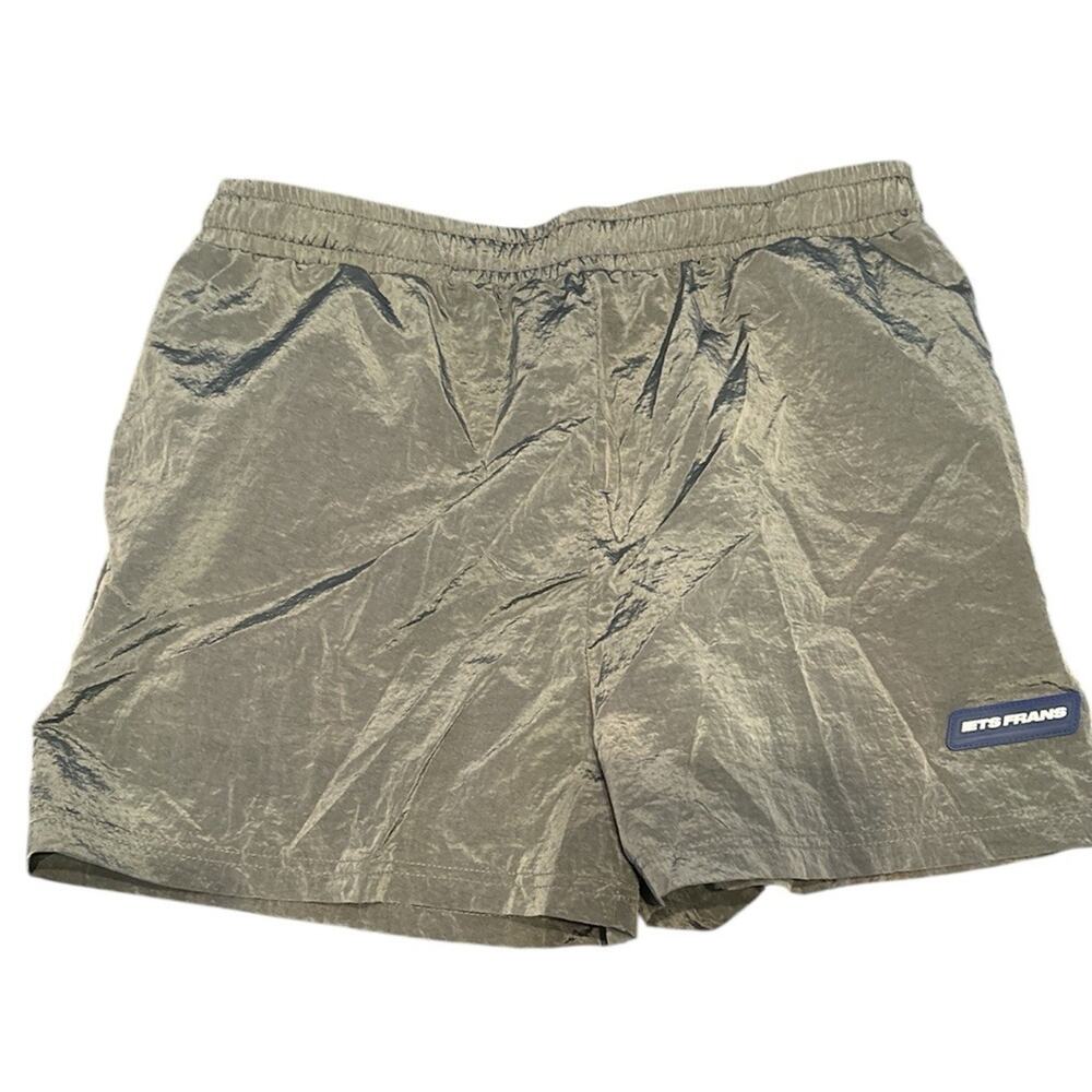 iets Frans Silver Nylon Tech Shorts‎ Womens Large Gray Drawstring NWT